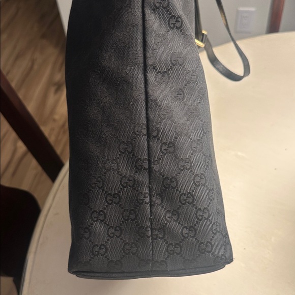 GUCCI 🖤 Black Monogram GG Canvas Vintage Tote black-gold 16x15x6 inch Authentic - Picture 11 of 11